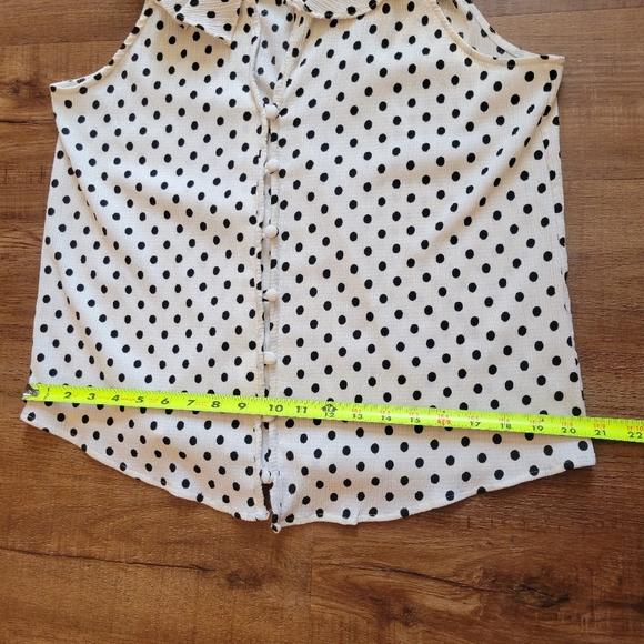 Anthropologie Ruffle Polka Dot Button Up Tank Top Blouse - Picture 14 of 15